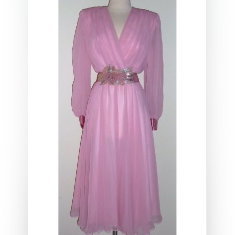 Vintage Pink Chiffon Dress by Nah Nah Collection Size 10